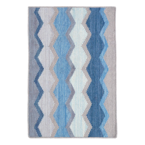 Safety Net Handwoven Wool Rug | Blue
