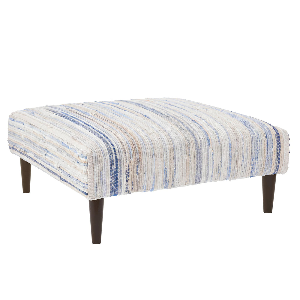 Denim Rag Rug Ottoman | Blue