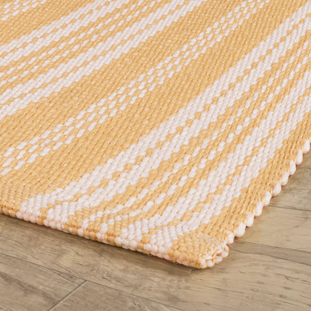 Ticking Stripe Handwoven Indoor/Outdoor Rug | Gold/Ivory