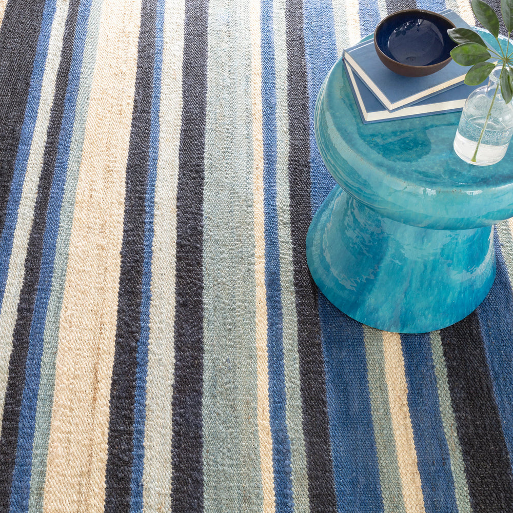 Dover Stripe Handwoven Jute Rug | Blue