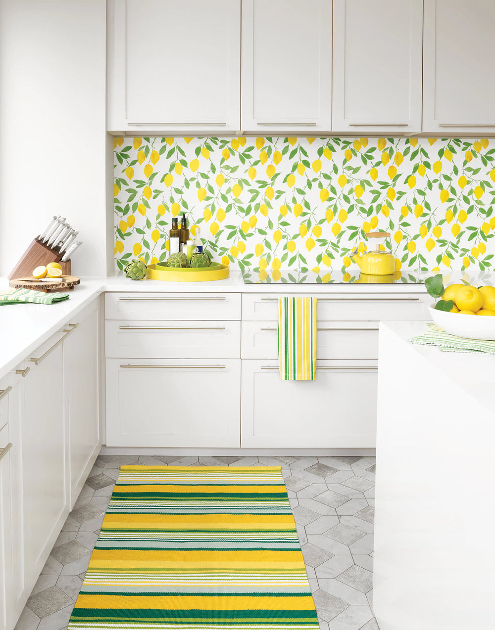 Sunny Stripe Handwoven Indoor/Outdoor Rug | Lemon