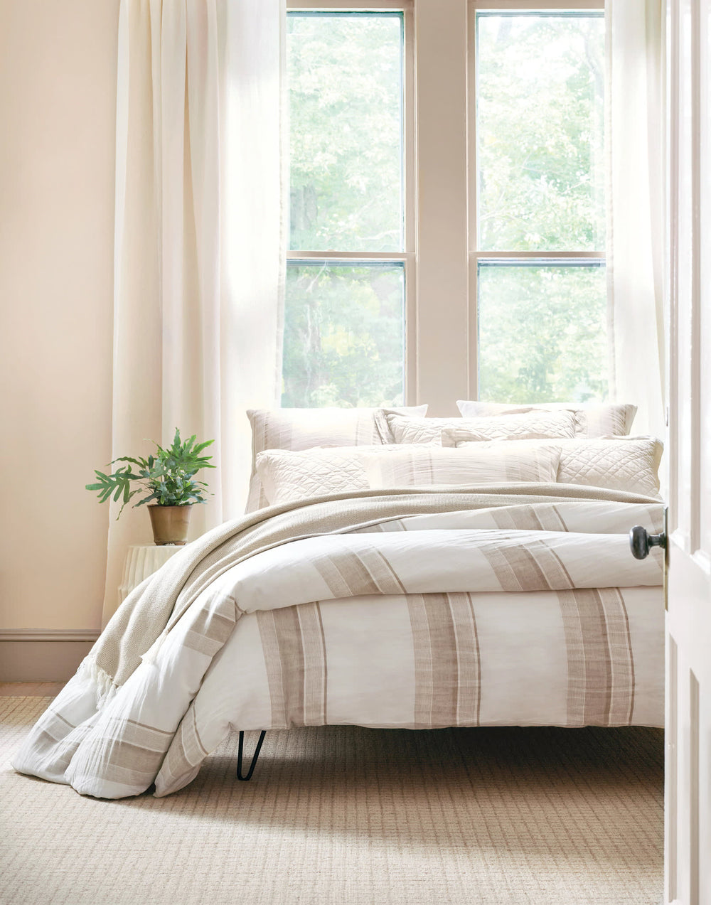 Napa Stripe Linen Duvet Cover | Natural