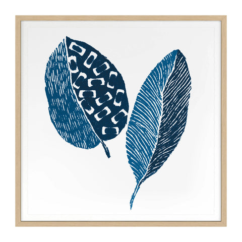 Block Print Leaf Wall Art | Indigo