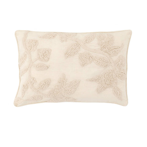Harper Crewel Embroidered Decorative Pillow Cover | Ivory