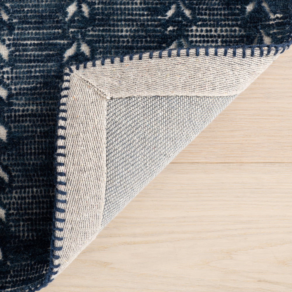 Vox Chevron Handmade Wool Rug | Navy