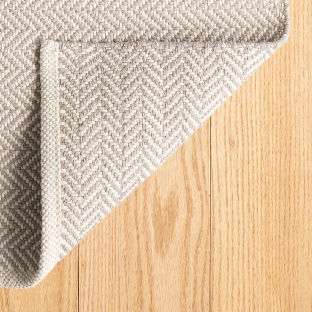 Herringbone Handwoven Cotton Rug | Dove Grey