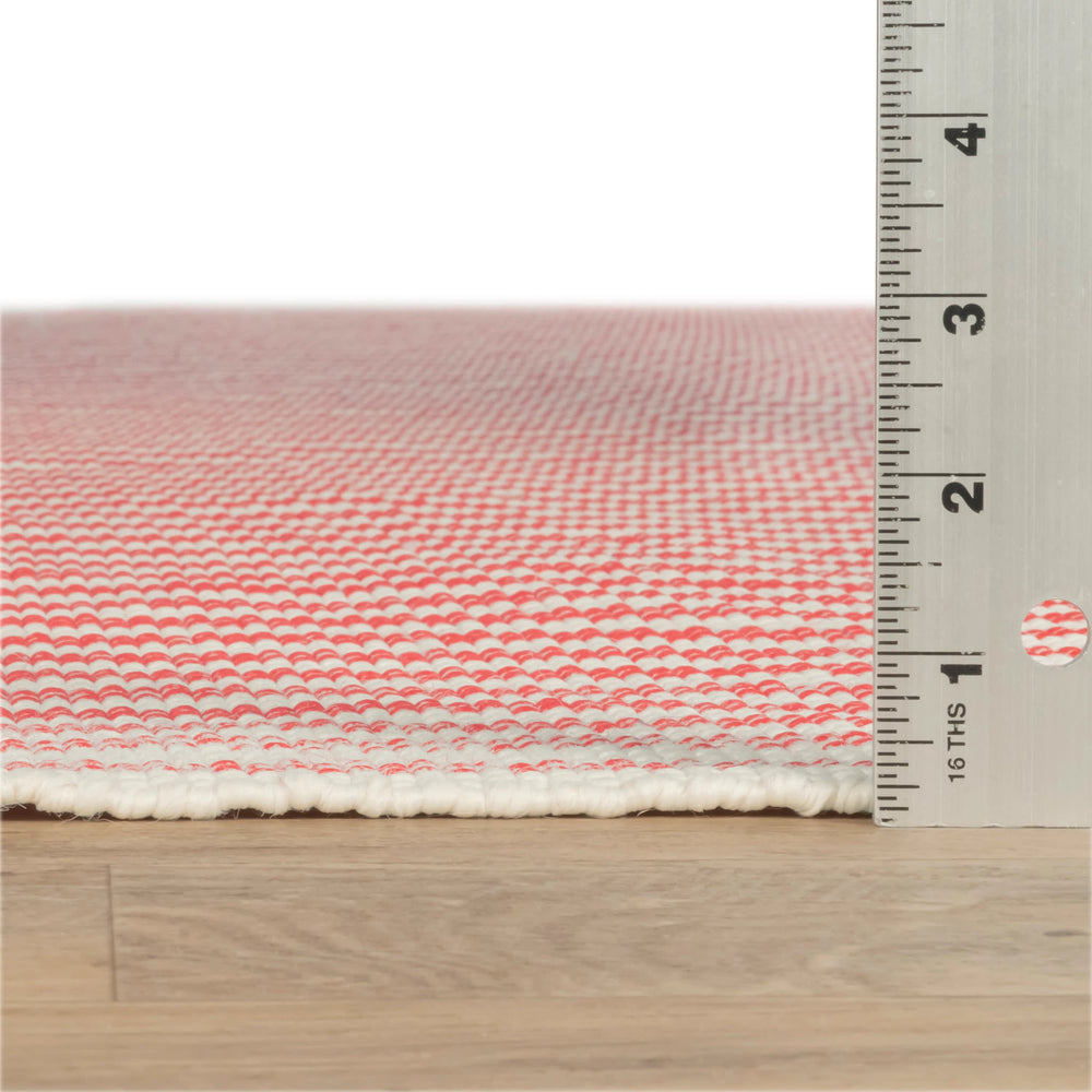 Pinstripe Handwoven Indoor/Outdoor Rug | Red/Ivory
