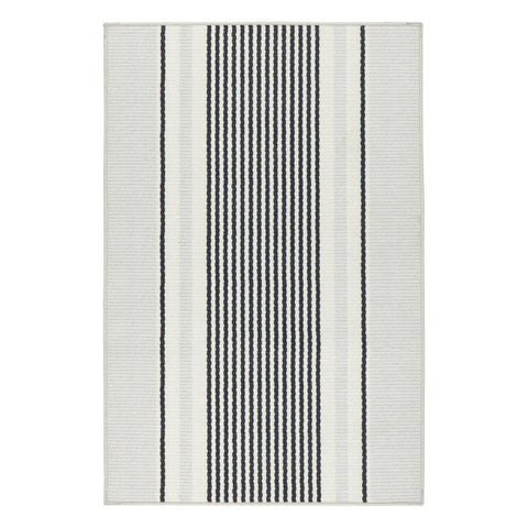 Gunner Stripe Machine Washable Rug | Grey