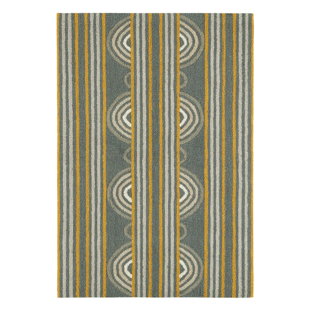 Button Hand Micro Hooked Wool Rug | Grey