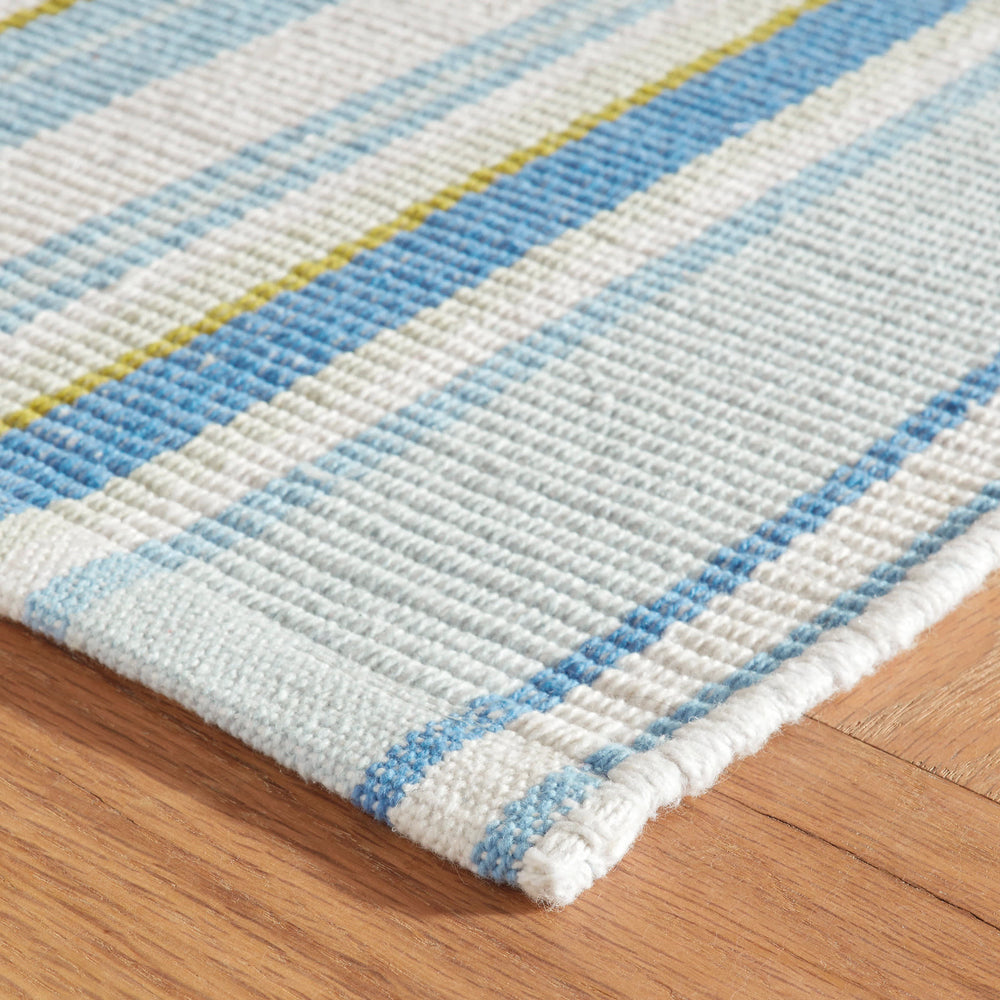 Daphne Stripe Handwoven Cotton Rug | French Blue