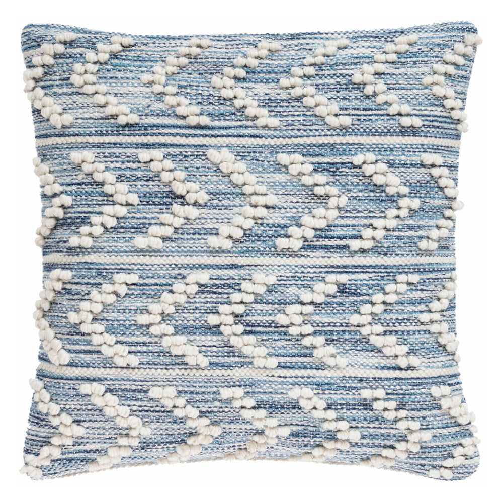 Hobnail Herringbone Indoor/Outdoor Decorative Pillow Cover | Blue