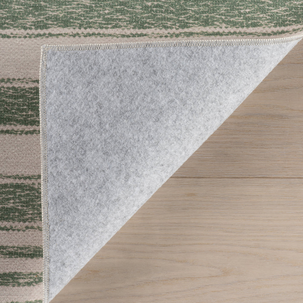 Vion Coastal Striped Machine Washable Rug | Green