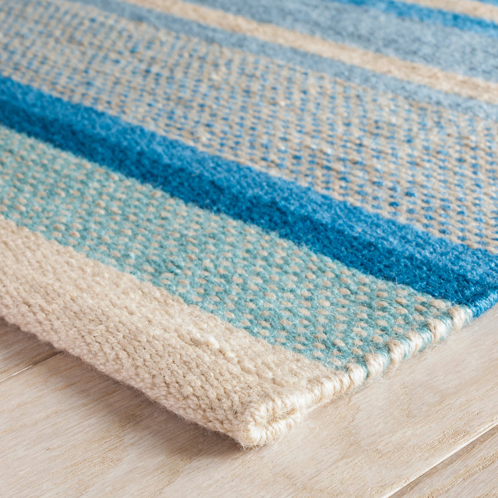 Seed Stitch Stripe Handwoven Indoor/Outdoor Rug | Blue