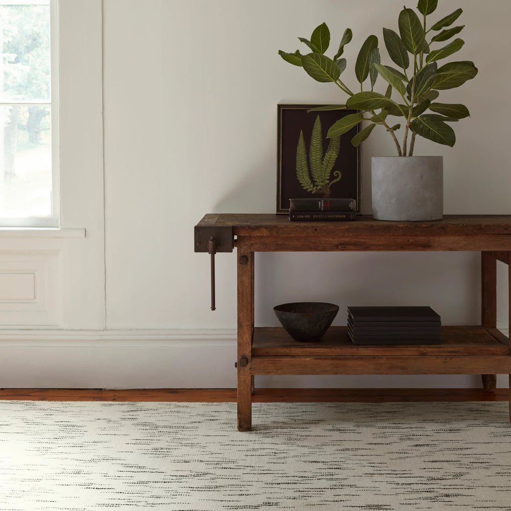 Ozzie Hand Loom Knotted Wool Rug | Black/White