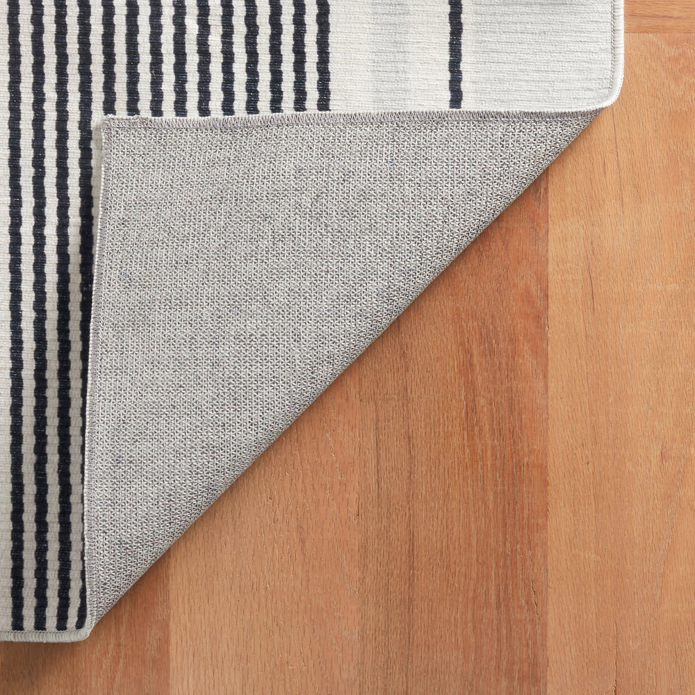 Gunner Stripe Machine Washable Rug | Grey