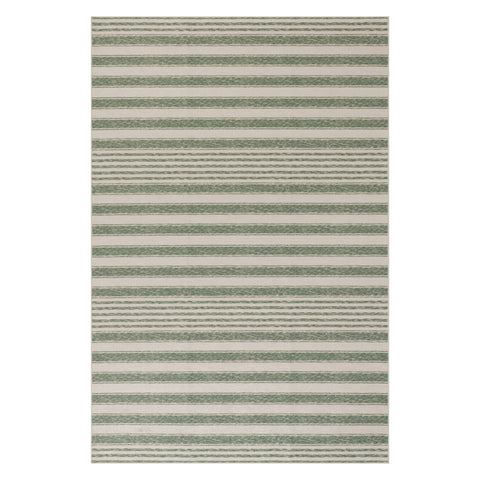 Vion Coastal Striped Machine Washable Rug | Green