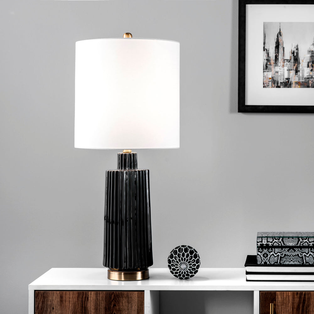 31-inch Fluted Ceramic Block Table Lamp | Black