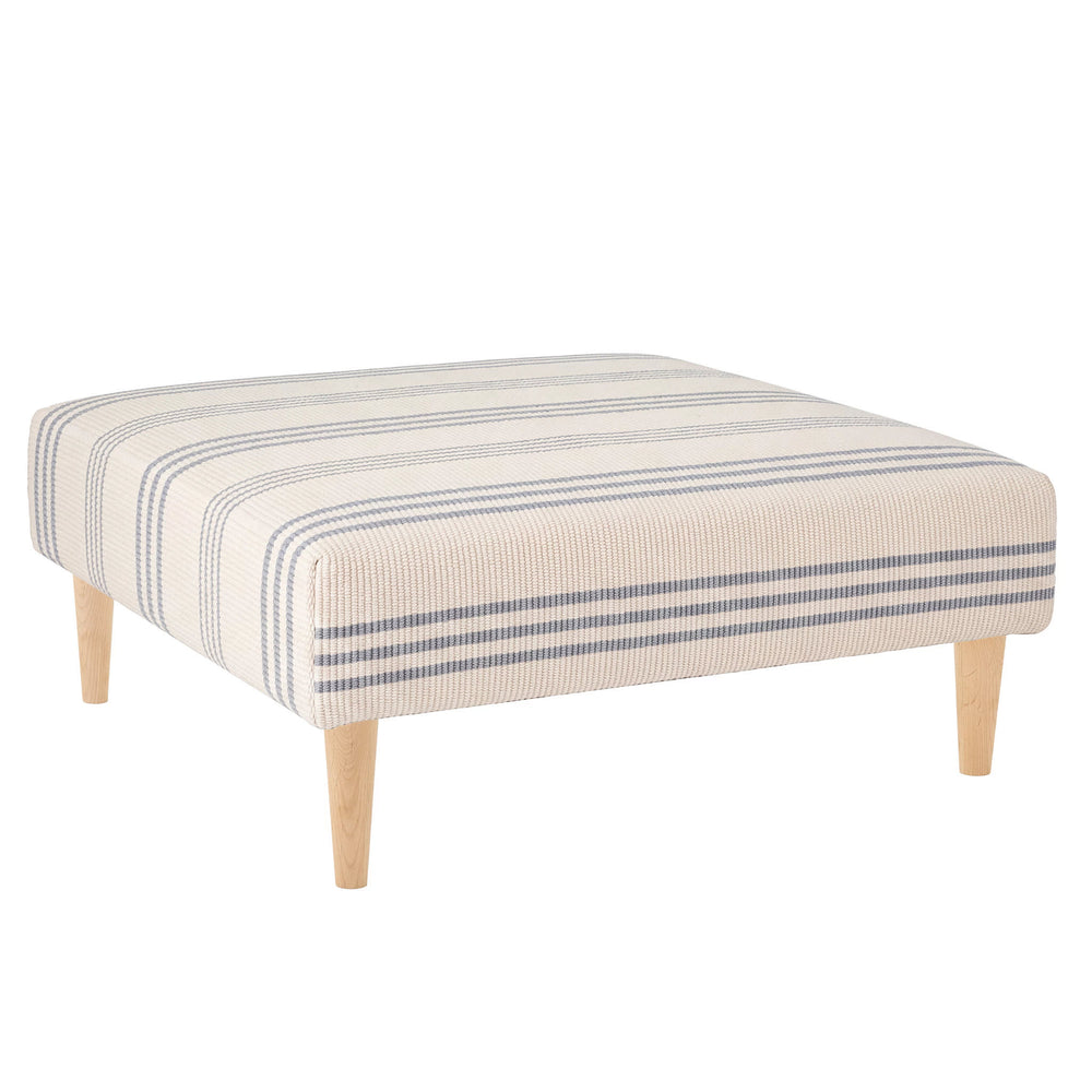 Swedish Stripe Rug Ottoman | Blue