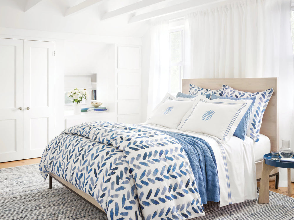 Blue Brush Duvet Cover | White/Blue