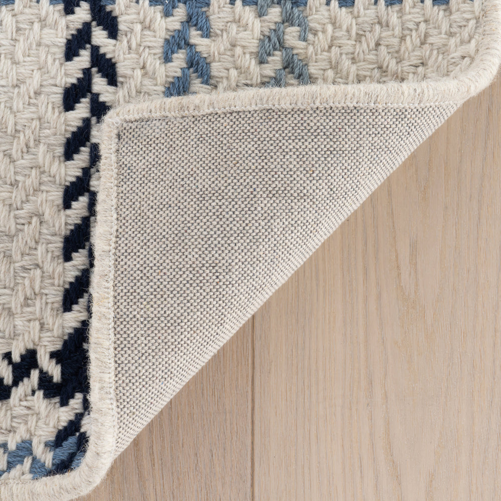 Rhona Plaid Woven Wool Custom Rug | Blue