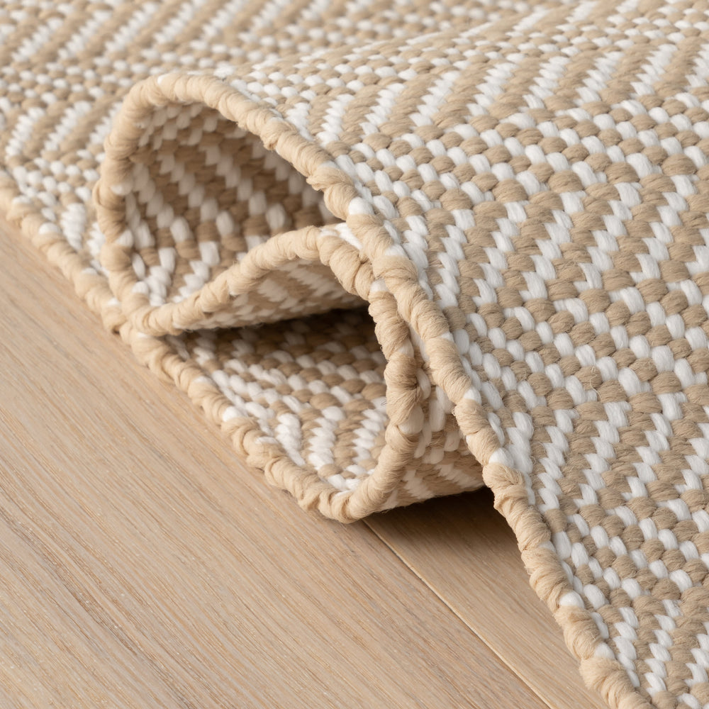 Herringbone Handwoven Indoor/Outdoor Rug | Linen/White