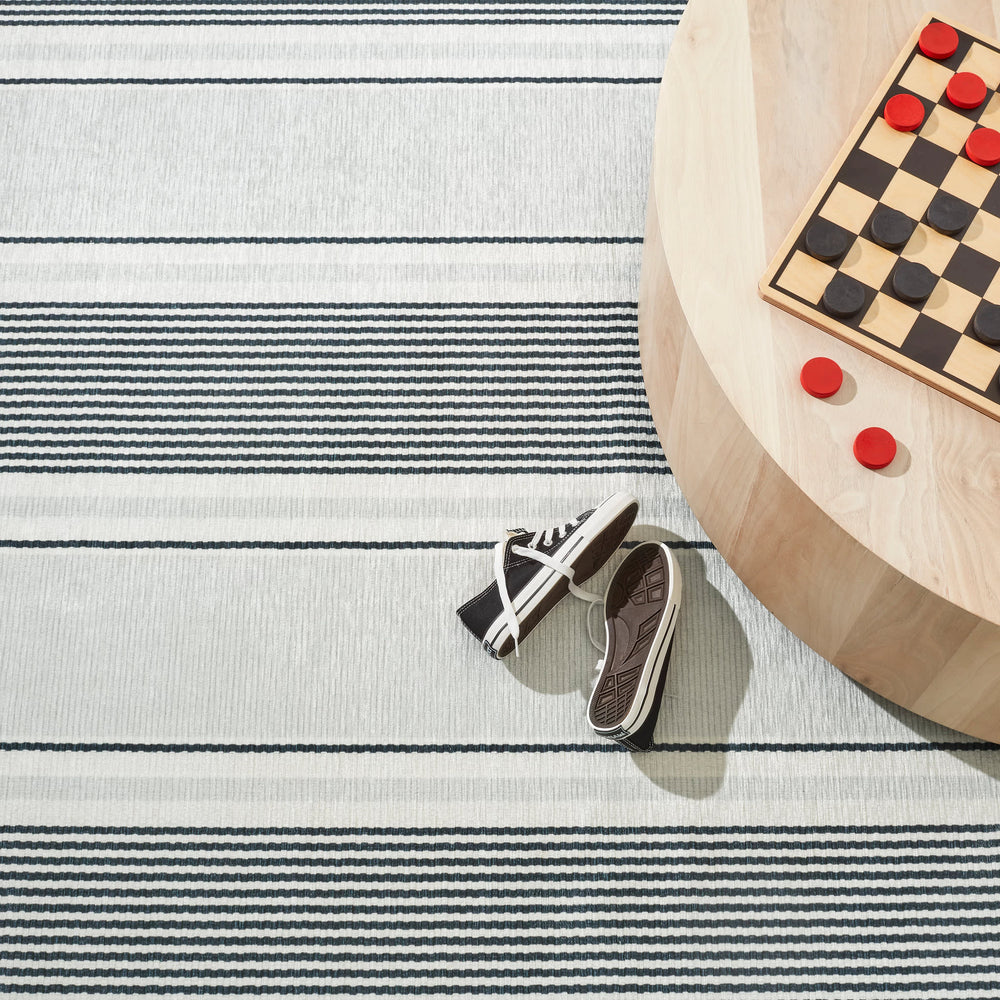 Gunner Stripe Machine Washable Rug | Grey