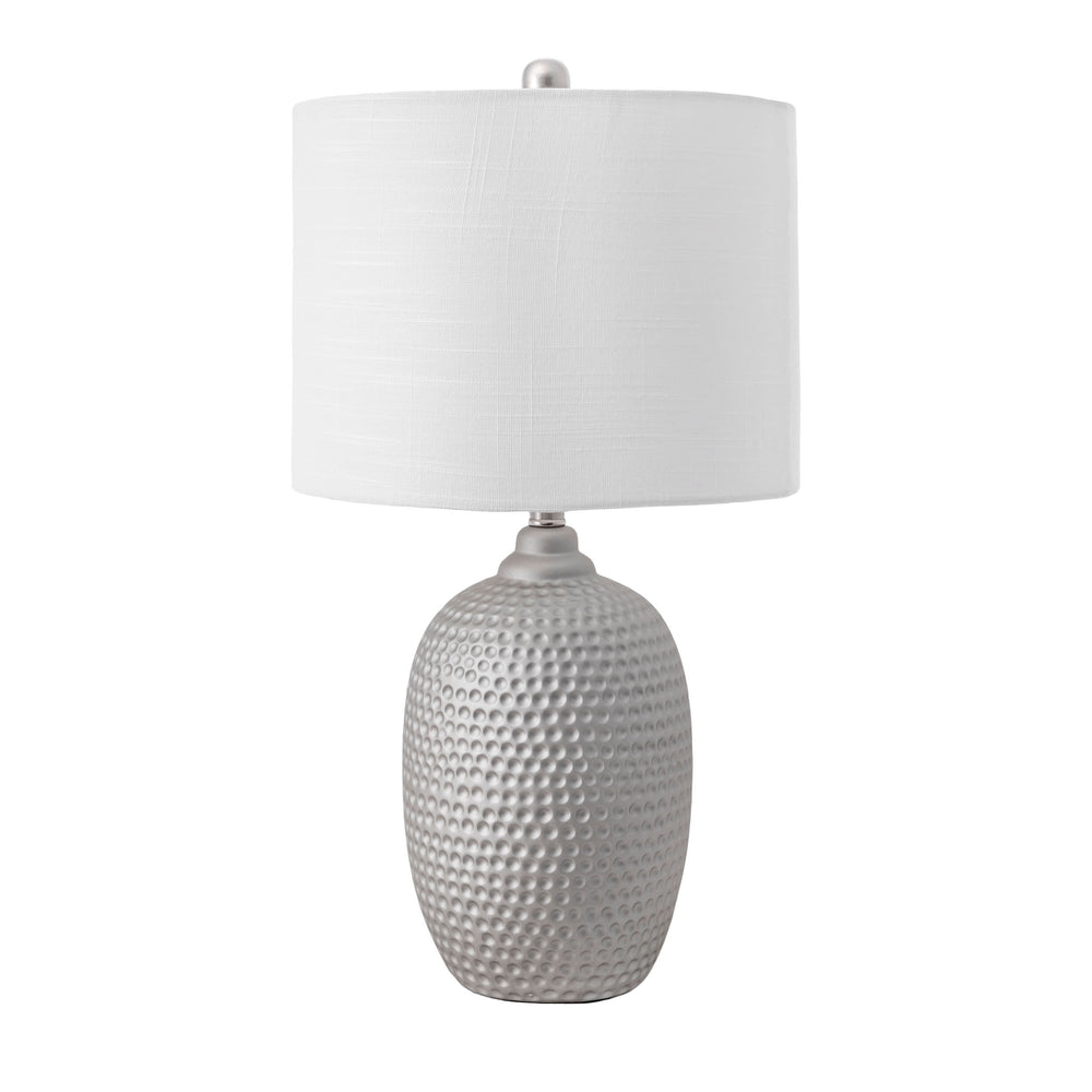 21-inch Stippled Metal Vase Table Lamp | Grey
