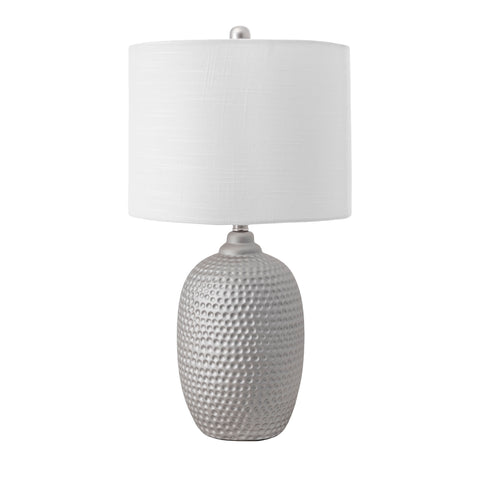 21-inch Stippled Metal Vase Table Lamp | Grey
