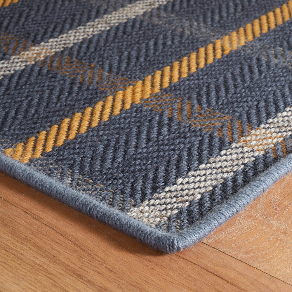 Jackson Navy/Ivory Woven Wool Custom Rug