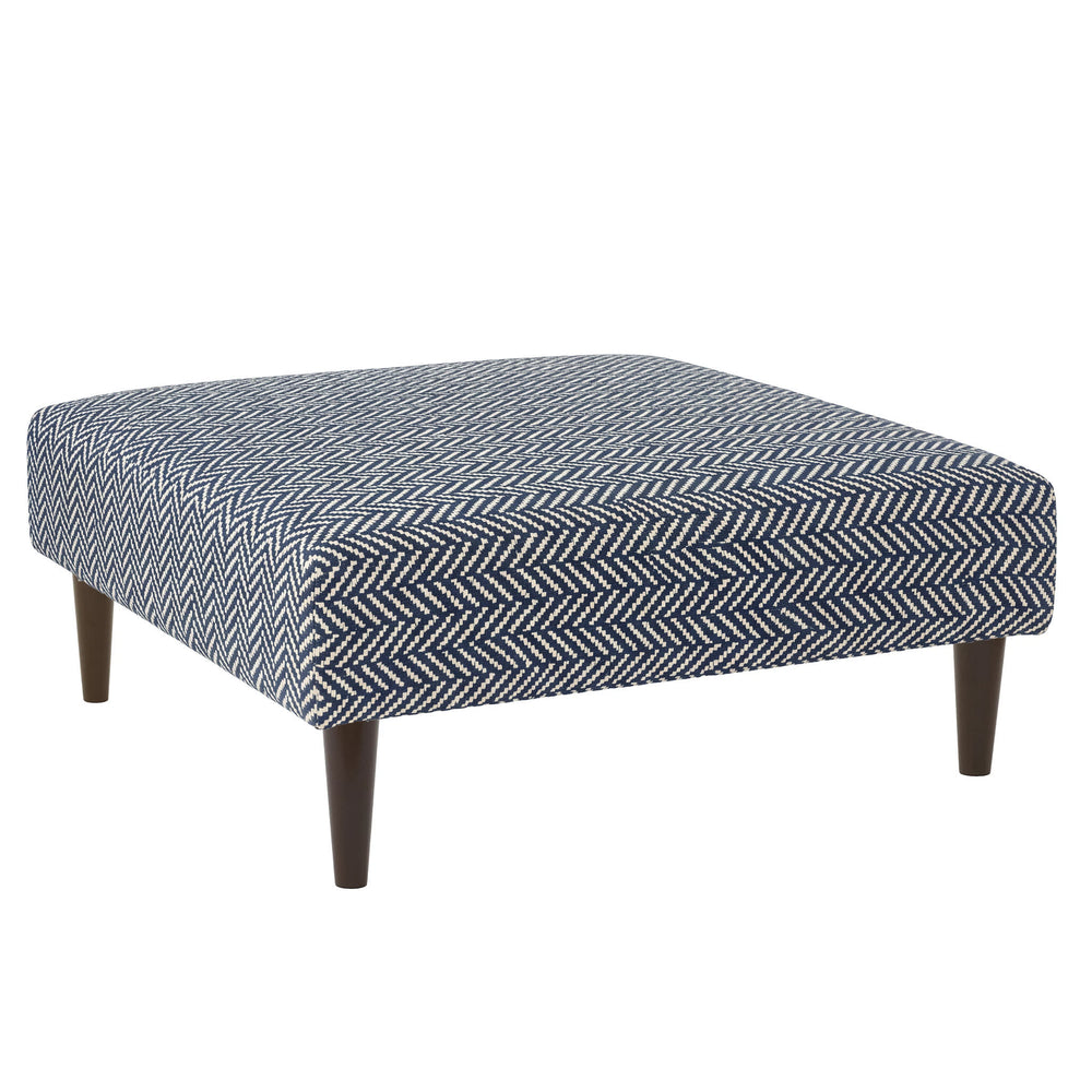 Herringbone Rug Ottoman | Indigo