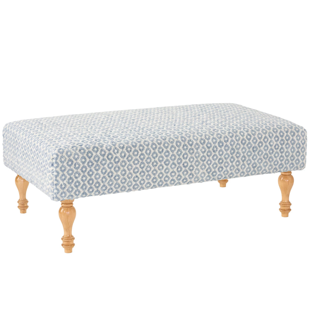 Honeycomb Rug Ottoman | French Blue/Ivory