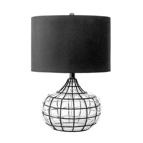 20-inch Wire Framed Glass Vase Table Lamp | Black