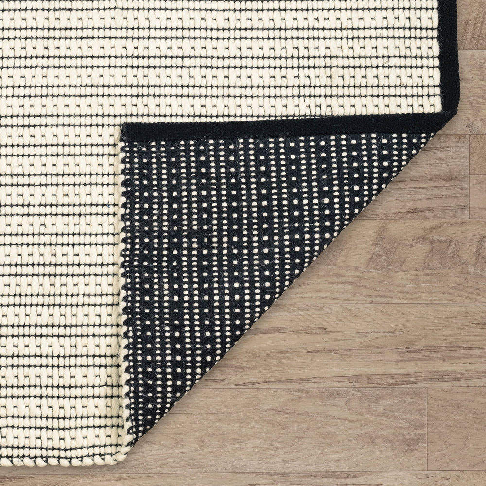 Ribbon Handwoven Wool Rug | Ivory/Black
