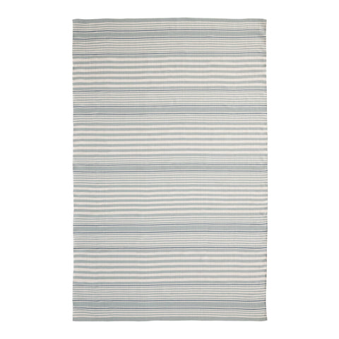 Rugby Stripe Handwoven Indoor/Outdoor Rug | Light Blue