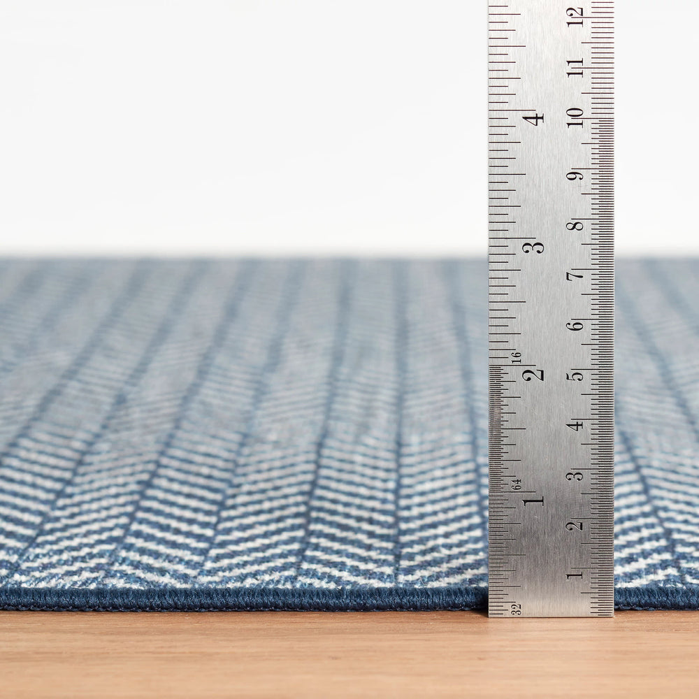 Herringbone Machine Washable Rug | Navy