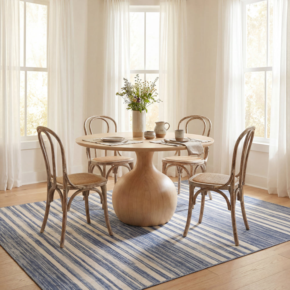 Ilae Coastal Striped Washable Rug | Blue