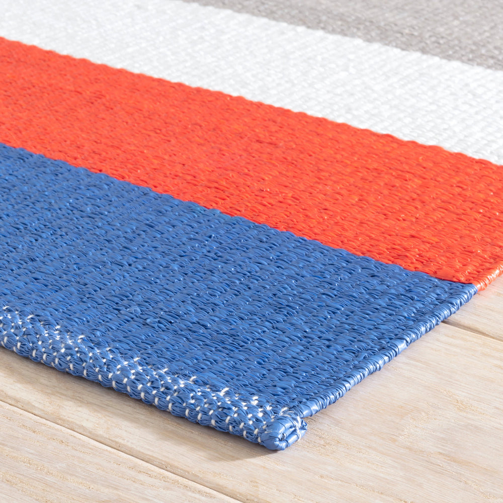 Perry Stripe Handwoven Indoor/Outdoor Rug | Blue