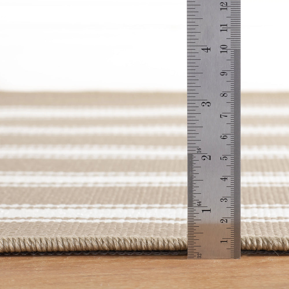 Maysville Stripe Woven Indoor/Outdoor Custom Rug | Khaki