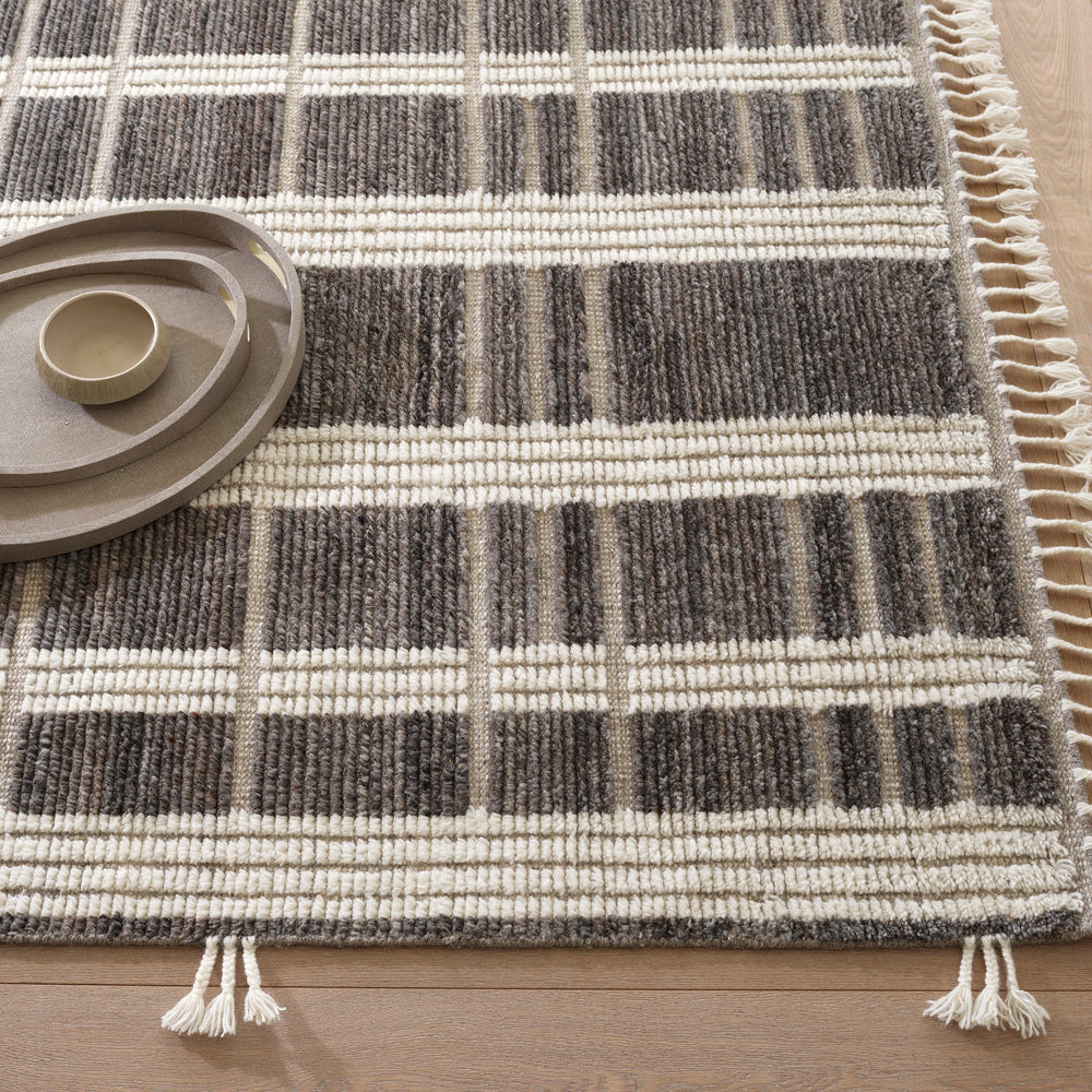 Tory Hand Knotted Wool Rug | Grey/Ivory