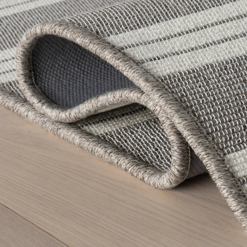 Meredith Wide Striped Indoor/Outdoor Custom Rug | Grey