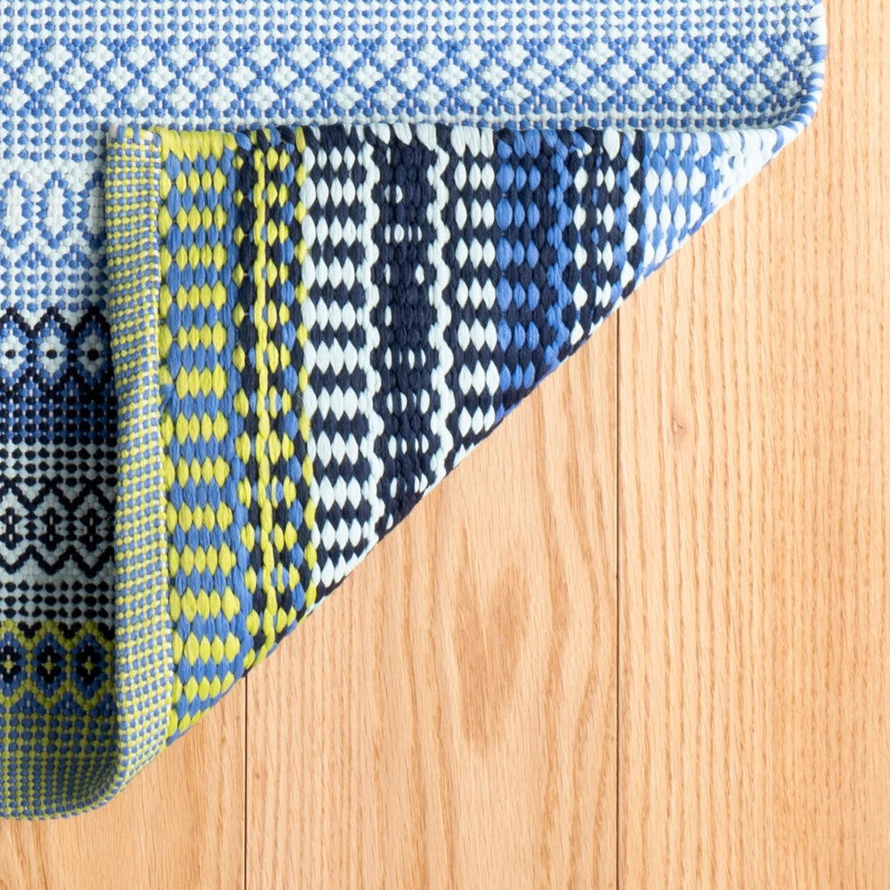 Fiesta Stripe Handwoven Indoor/Outdoor Rug | French Blue/Green