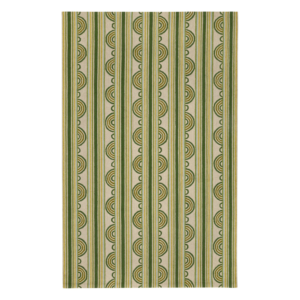 Button Hand Micro Hooked Wool Rug | Olive