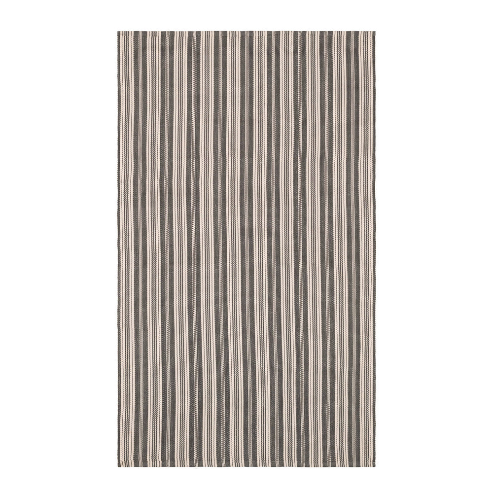 Ticking Stripe Handwoven Indoor/Outdoor Rug | Grey/Ivory