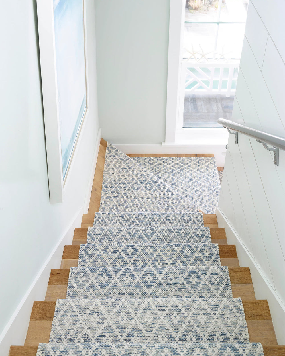 Melange Diamond Handwoven Cotton Rug | Blue