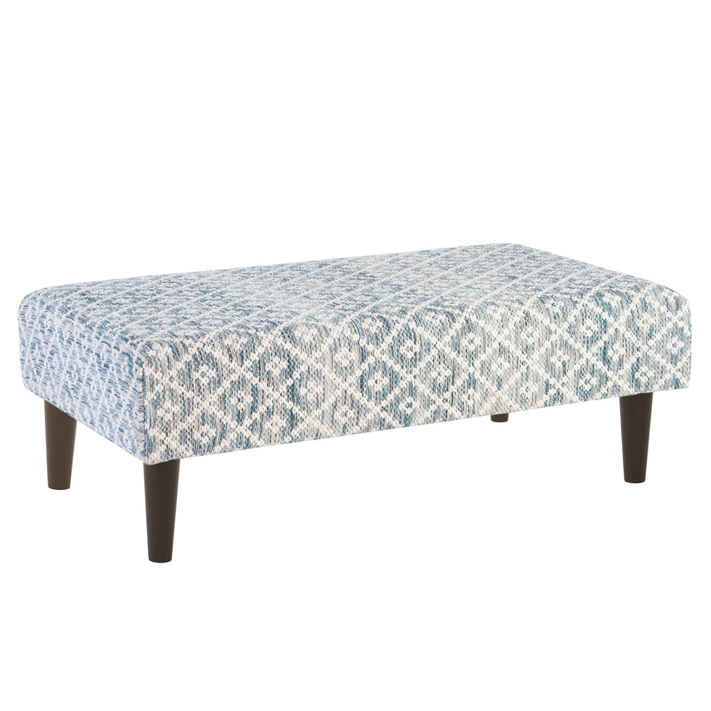 Melange Diamond Blue Custom Rug Ottoman | Blue