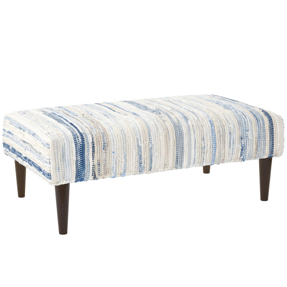 Denim Rag Rug Ottoman | Blue