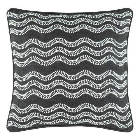 Scout Embroidered Indoor/Outdoor Decorative Pillow Cover | Black