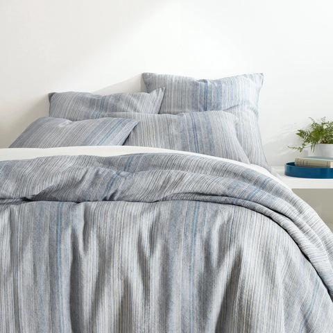 Sterling Stripe Linen Duvet Cover | Blue