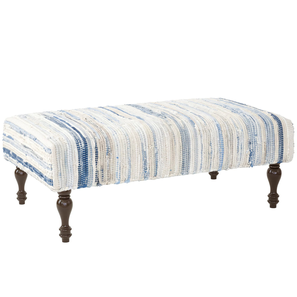 Denim Rag Rug Ottoman | Blue