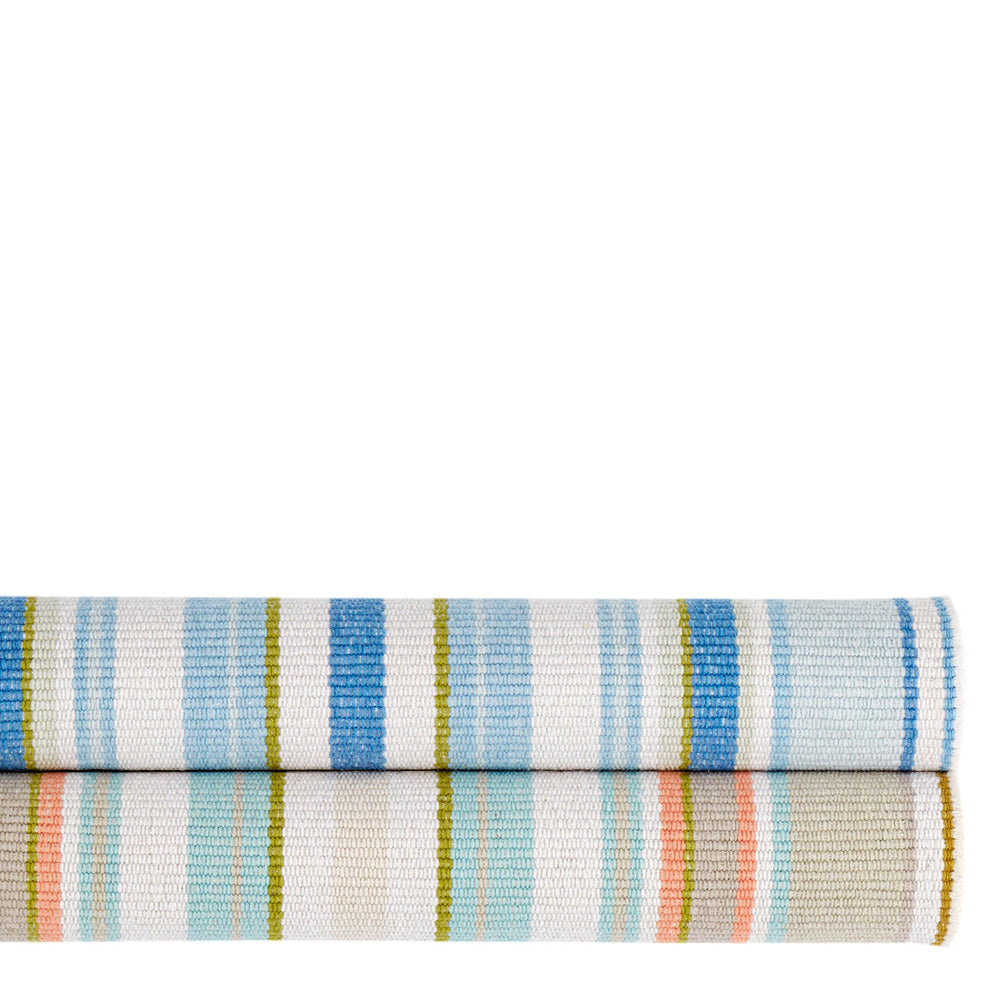 Daphne Stripe Handwoven Cotton Rug | French Blue